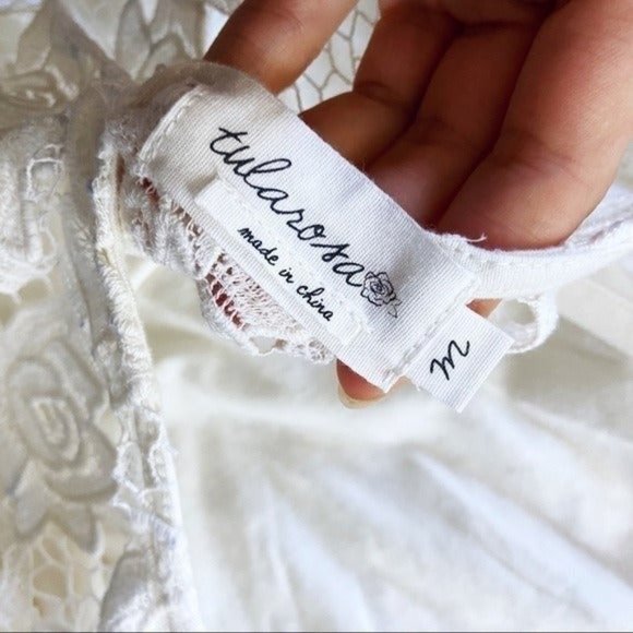 Tularosa X Revolve Cream Floral Lace Backless Cotton Mini Dress with Slip M - Picture 7 of 12